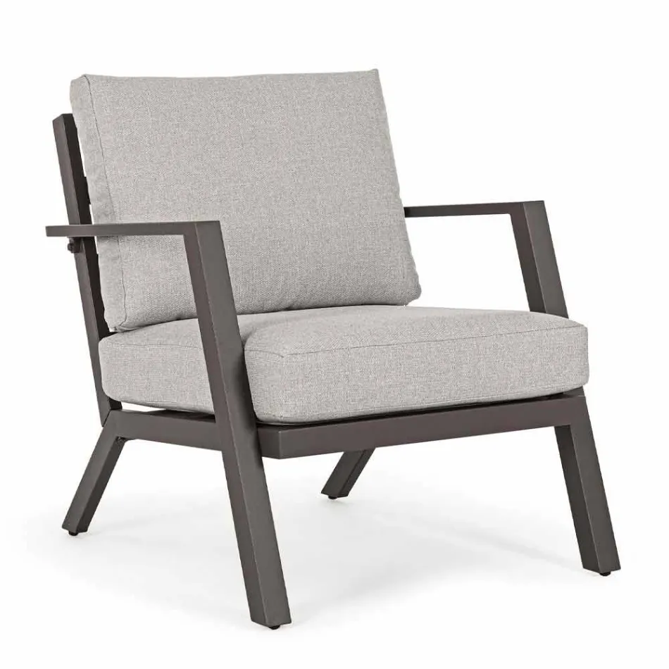 Salón exterior de aluminio con cojines tapizados en tela - Armonia viadurini