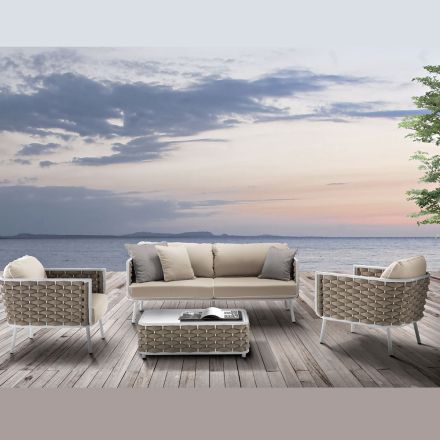 Lounge al aire libre en aluminio y tela tejida - Reda viadurini