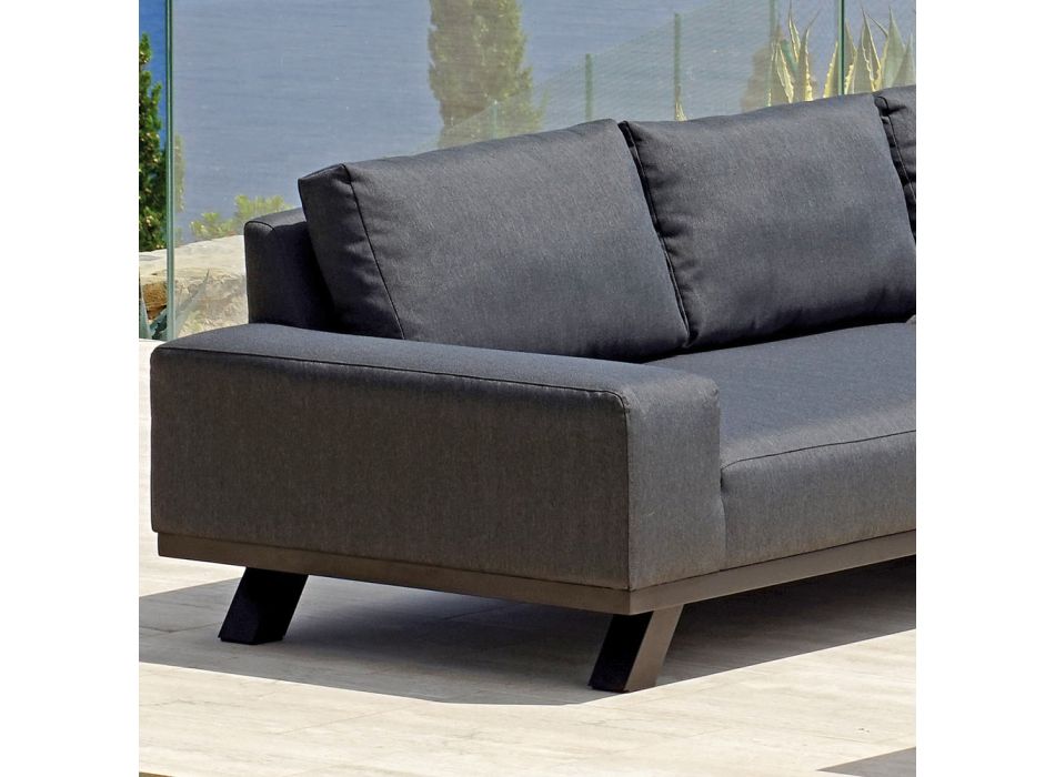 Lounge al aire libre en aluminio negro con mesa de centro de cerámica - Ghislain viadurini