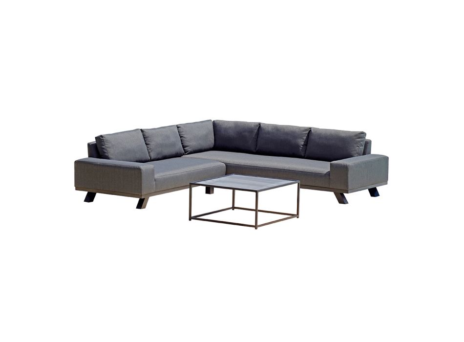 Lounge al aire libre en aluminio negro con mesa de centro de cerámica - Ghislain viadurini