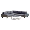Lounge al aire libre en aluminio negro con mesa de centro de cerámica - Ghislain