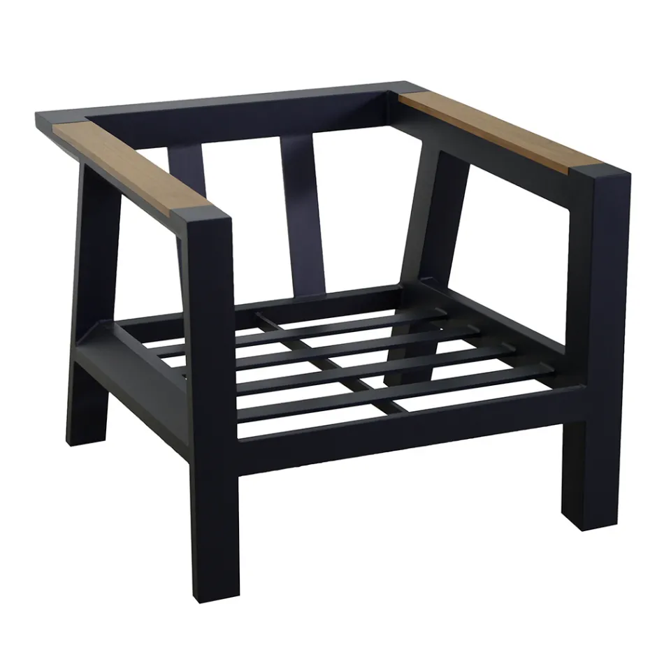 Tumbona de exterior de aluminio con detalles de teca brasileña - Diario viadurini