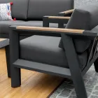 Tumbona de exterior de aluminio con detalles de teca brasileña - Diario viadurini