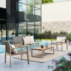 Salón de jardín con 1 sofá, 2 sillones y 1 mesa de centro - Plano viadurini