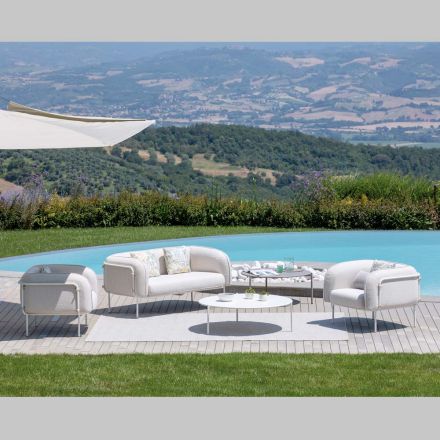 Salón de jardín con 1 sofá y 2 sillones Made in Italy - Macetero viadurini