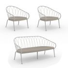 Salón de jardín con 2 sillones y 1 sofá de 2 plazas Made in Italy - Fontana viadurini