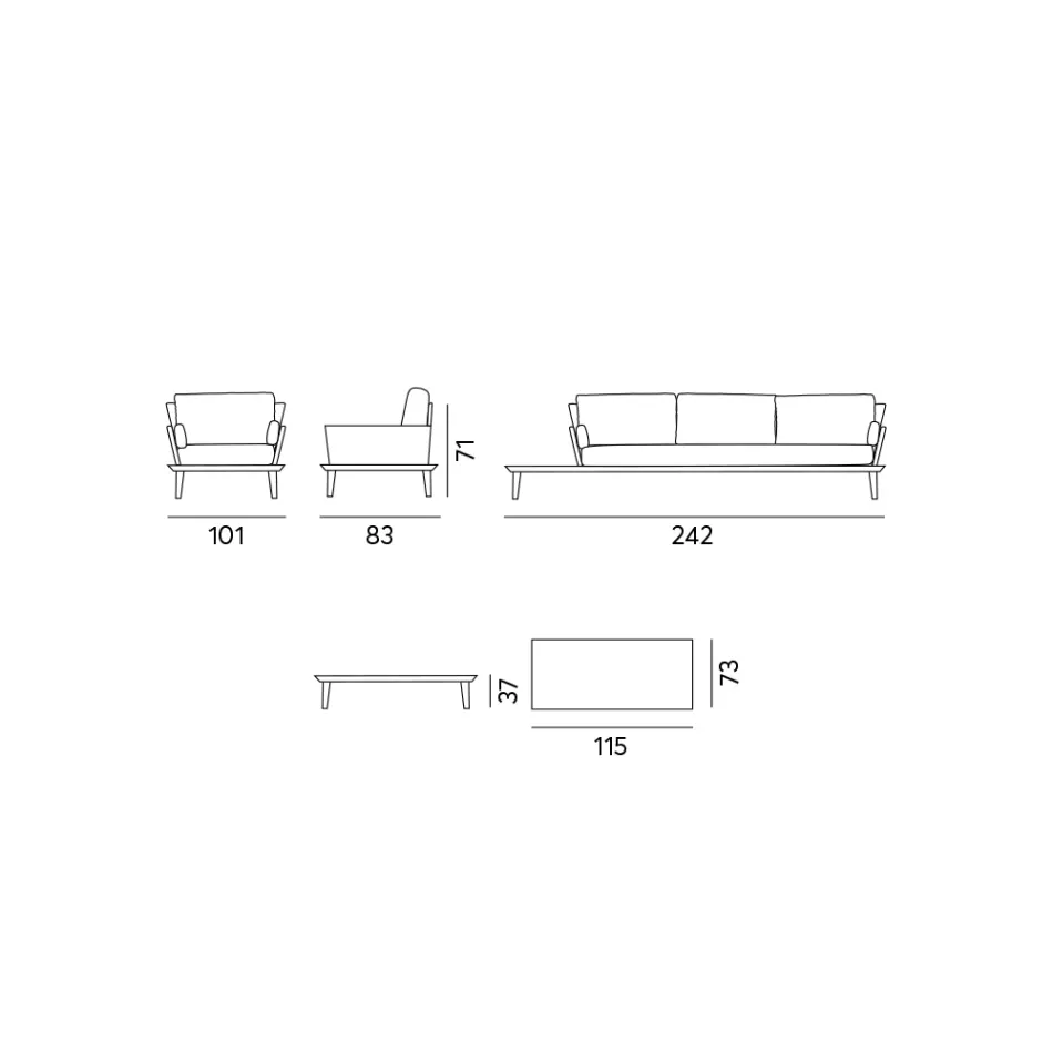 Salón de jardín con estructura de aluminio gris antracita - Fouquer viadurini
