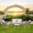 Salón de jardín en Aluminio y tejido de cuerdas - Alcor viadurini