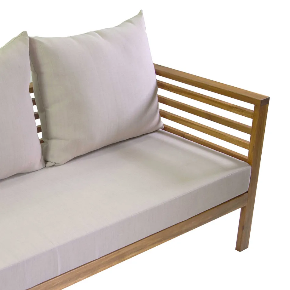 Conjunto de salón de jardín en madera de acacia aceitada color natural - Técnica viadurini