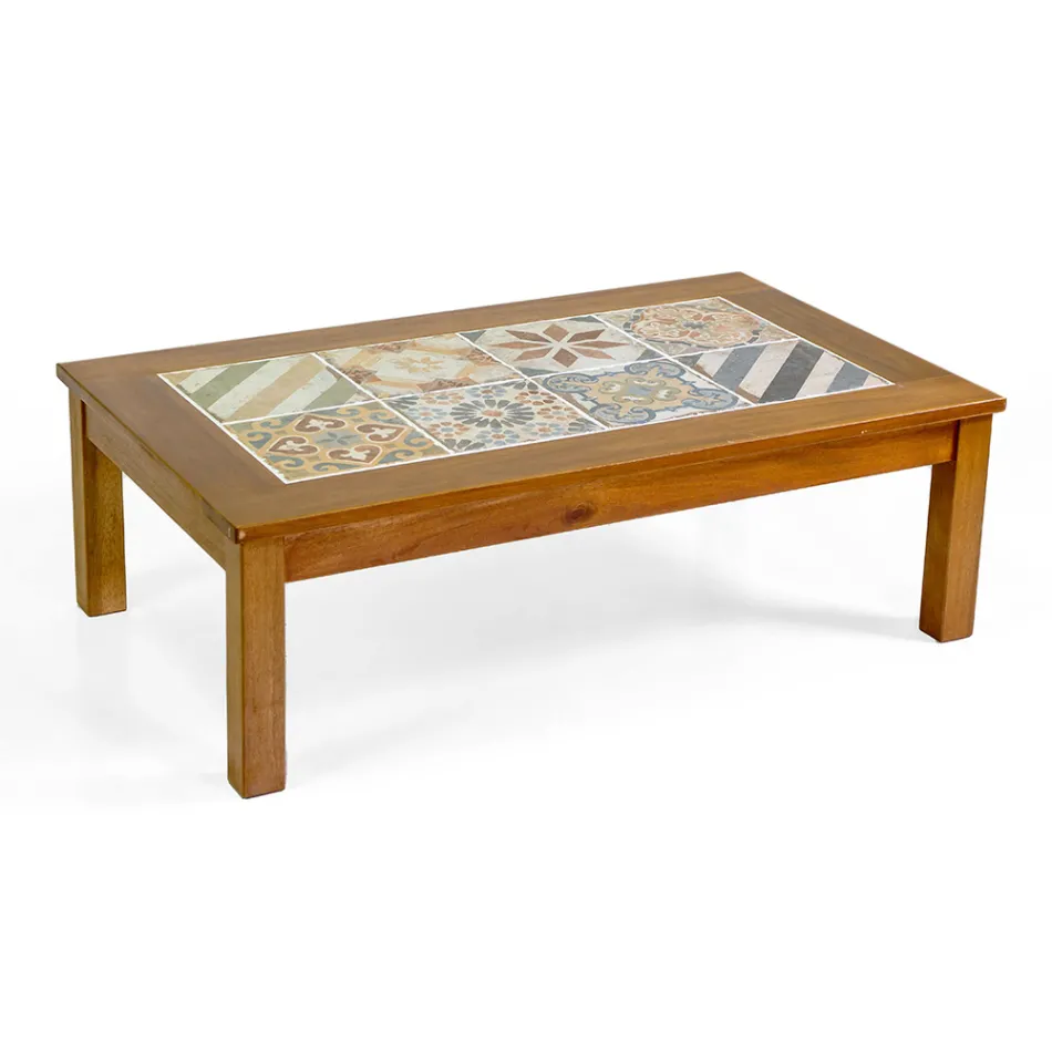 Conjunto de salón de jardín en madera de acacia aceitada color natural - Técnica viadurini