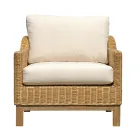 Conjunto de jardín de madera con ratán y cojines extraíbles - Silvara viadurini