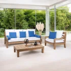 Conjunto de salón de jardín en madera de teca natural cepillada - Artes viadurini