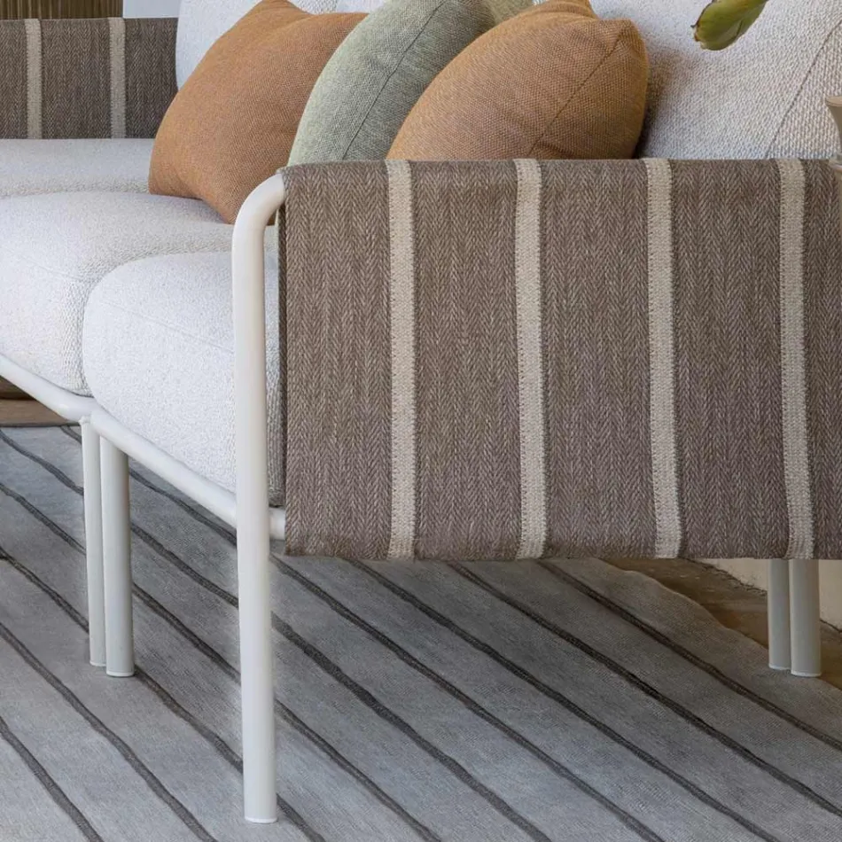 Salón de jardín de metal galvanizado y cojines de tela - Sognando viadurini