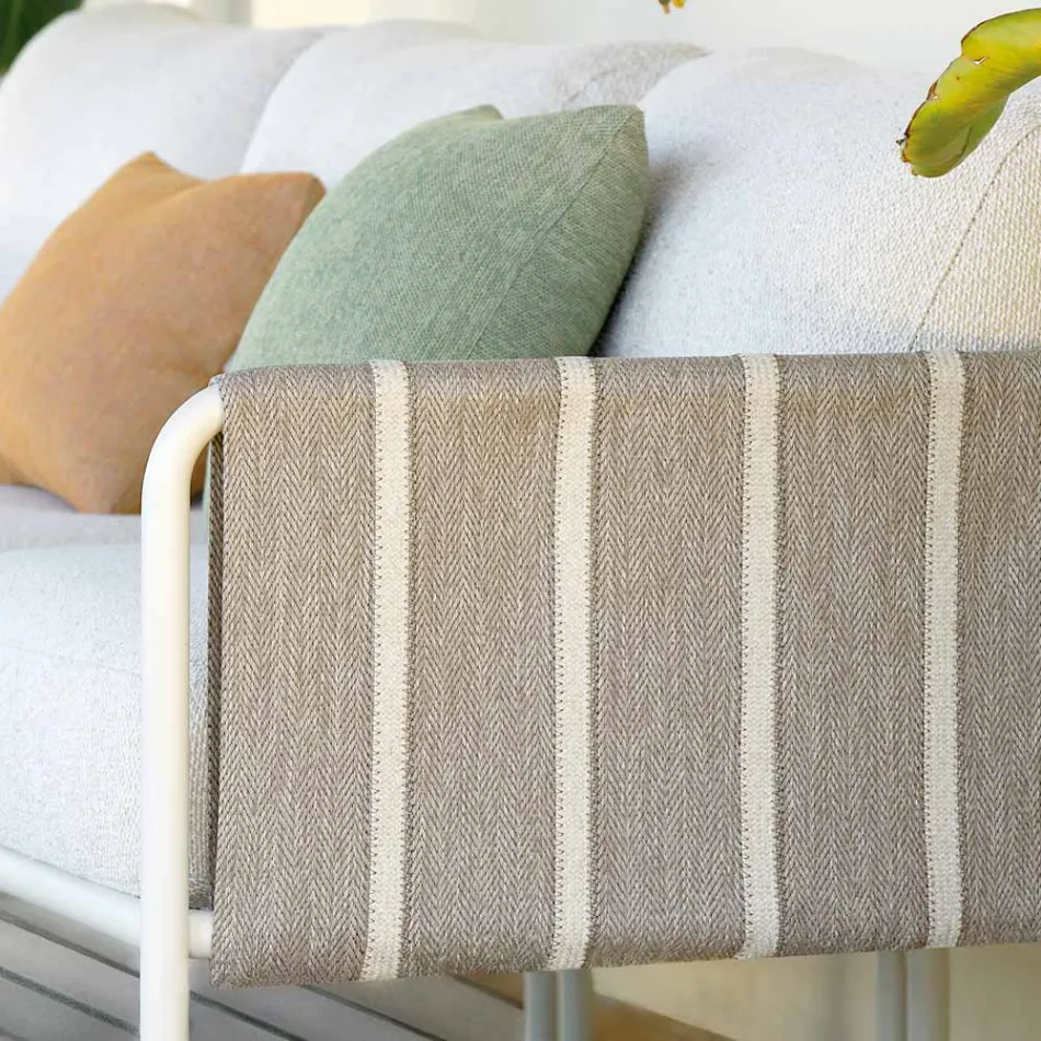 Salón de jardín de metal galvanizado y cojines de tela - Sognando viadurini