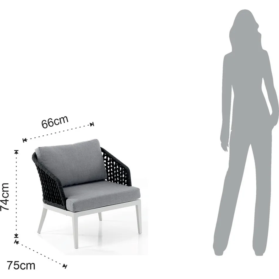 Salón interior y exterior con 2 sillones, 1 sofá y 1 mesa de centro - Sortir viadurini