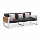 Sofá de 3 plazas, 2 sillones y mesa de centro de aluminio y teca Lounge Outdoor - Hatice viadurini