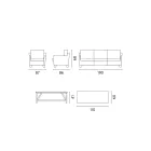 Salón al aire libre con mesa de centro de madera de mango y cojines de polialgodón - Orlanda viadurini