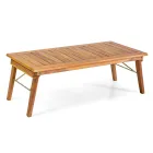 Salón en madera de acacia aceitada color natural y tela - Bottega viadurini