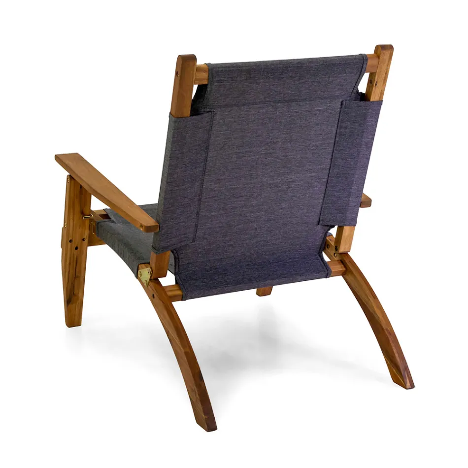 Salón en madera de acacia aceitada color natural y tela - Bottega viadurini