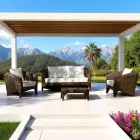 Salón de poliratán marca REHAU en diferentes acabados y cojines blancos - Madness viadurini