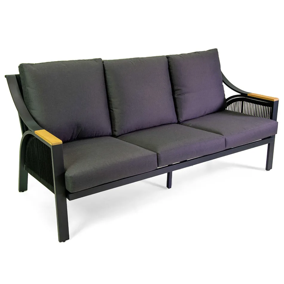 Salón de aluminio con reposabrazos de teca brasileña - Diario viadurini