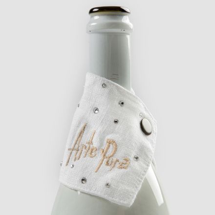 Bandeja recogegotas de lino blanco o negro con bordados y cristales 2 piezas - Salvino viadurini