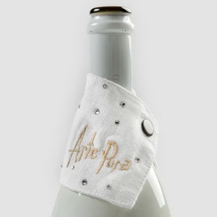 Bandeja recogegotas de lino blanco o negro con bordados y cristales 2 piezas - Salvino viadurini