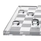 Juego de ajedrez y damas de plexiglás de diseño con cajón, fabricado en Italia - Elora viadurini