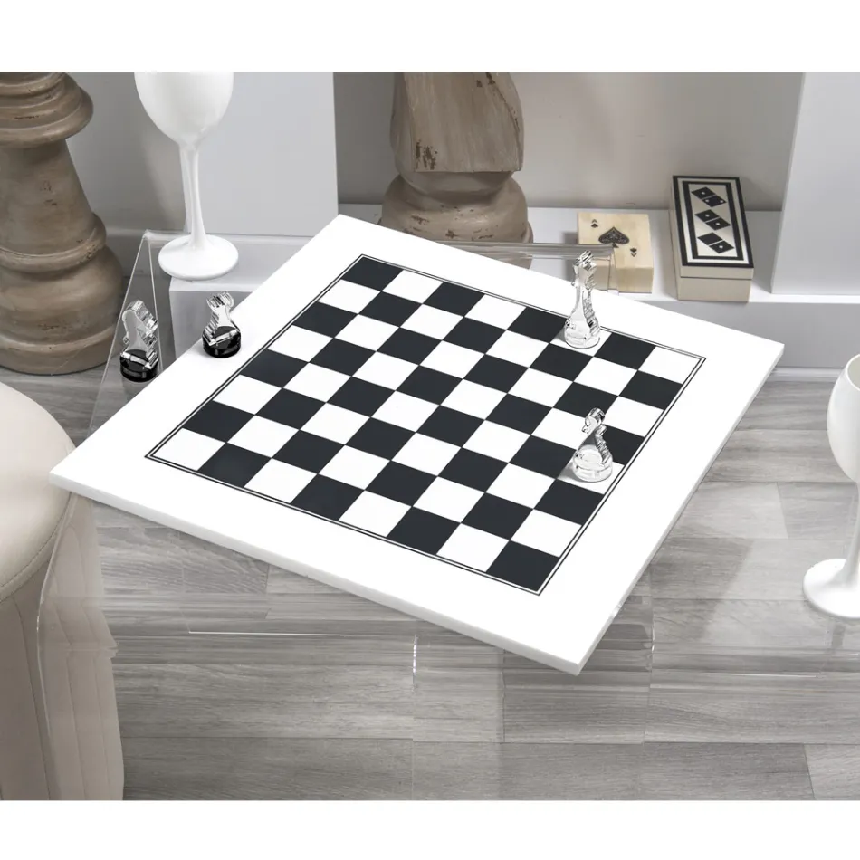 Tablero de ajedrez moderno de plexiglás negro o blanco hecho en Italia - Checkmate viadurini