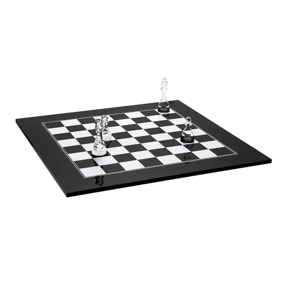 Tablero de ajedrez moderno de plexiglás negro o blanco hecho en Italia - Checkmate viadurini