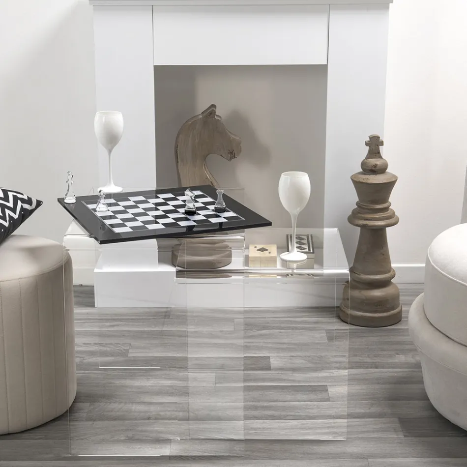 Tablero de ajedrez moderno de plexiglás negro o blanco hecho en Italia - Checkmate viadurini