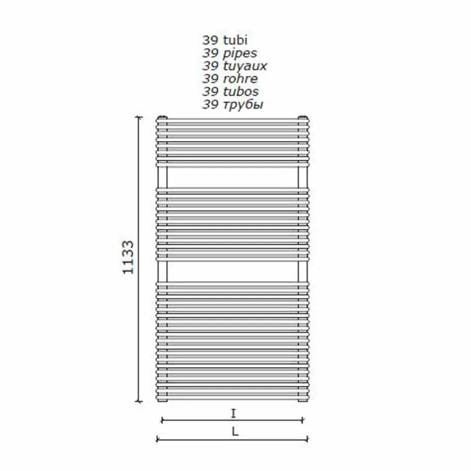 Calentador de toallas de baño hidráulico de diseño vertical en acero 1013 W - Griffin viadurini