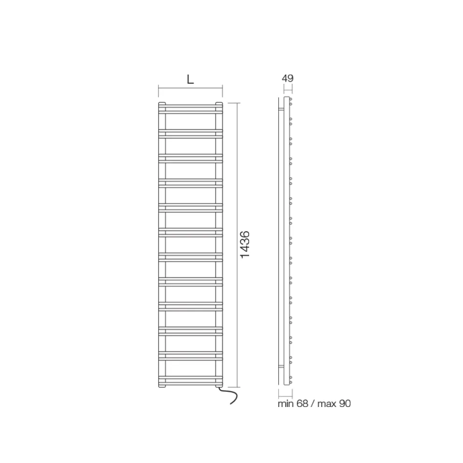 Calentador de Toallas con Sistema Eléctrico en Acero al Carbono - Praline viadurini
