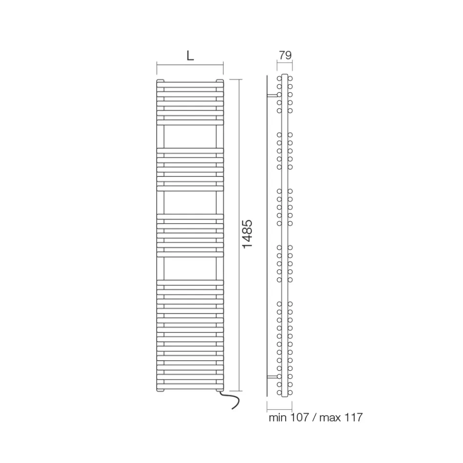 Calentador de toallas eléctrico con 4 series de elementos horizontales Made in Italy - Merengue viadurini