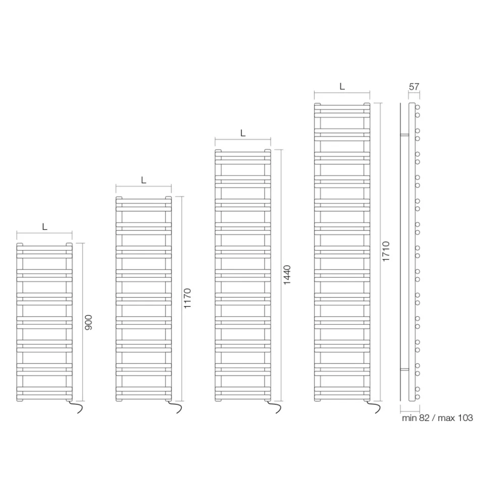 Calentador de toallas eléctrico con elementos horizontales fabricado en Italia - Amaretti viadurini