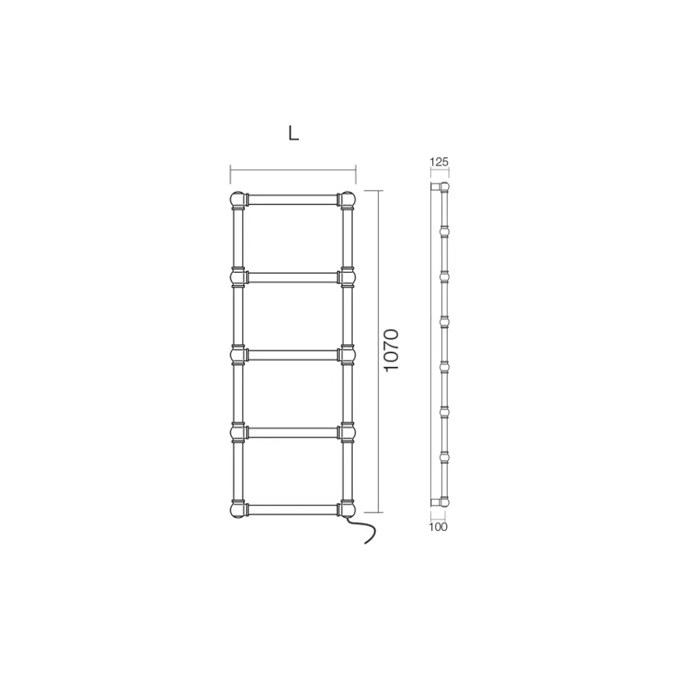 Calentador de toallas eléctrico de latón con esferas de conexión Made in Italy - Ricotta viadurini