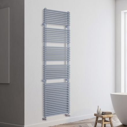 Calentador de toallas hidráulico de acero con acabado de aluminio, fabricado en Italia - Brioches viadurini