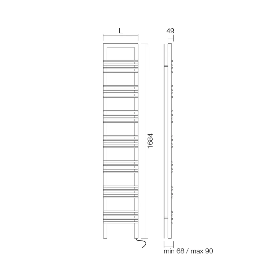 Calentador de toallas de acero con sistema eléctrico Made in Italy - Ron viadurini
