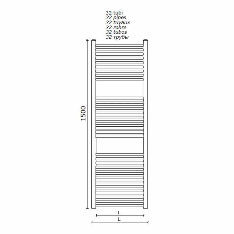 Calentador de toallas de pared de diseño de acero inoxidable para baño, 2 tamaños 391 W - Italo viadurini