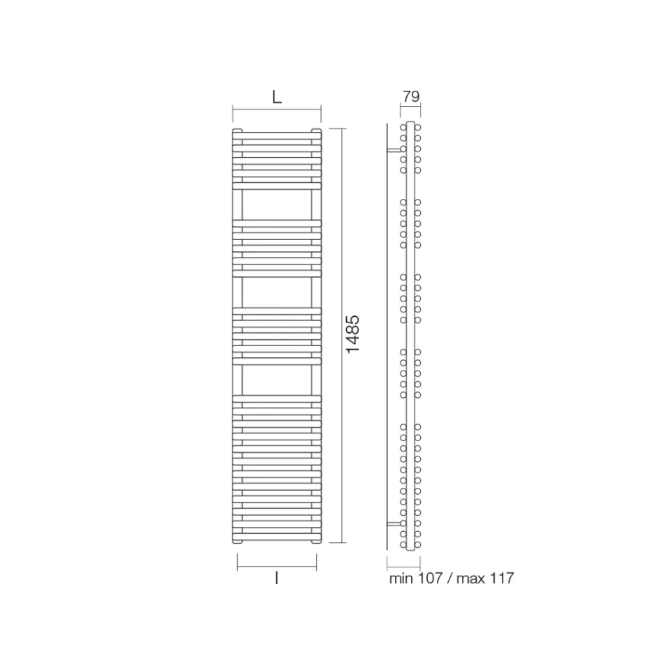 Calentador de toallas mixto con 4 series de elementos horizontales Made in Italy - Merengue viadurini