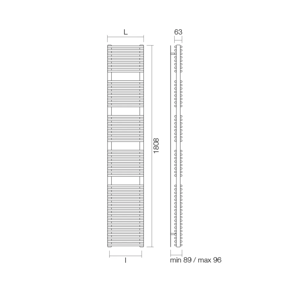 Calentador de toallas mixto en acero con acabado en aluminio Made in Italy - Brioches viadurini