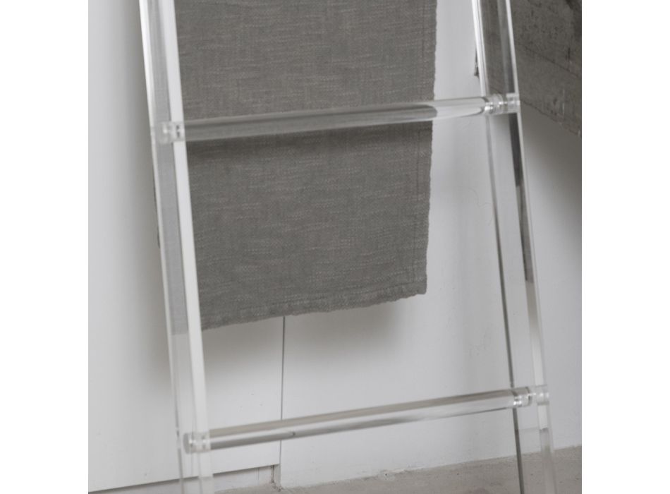 Escalera de soporte de toalla de baño de cristal acrílico transparente - Inteligente viadurini
