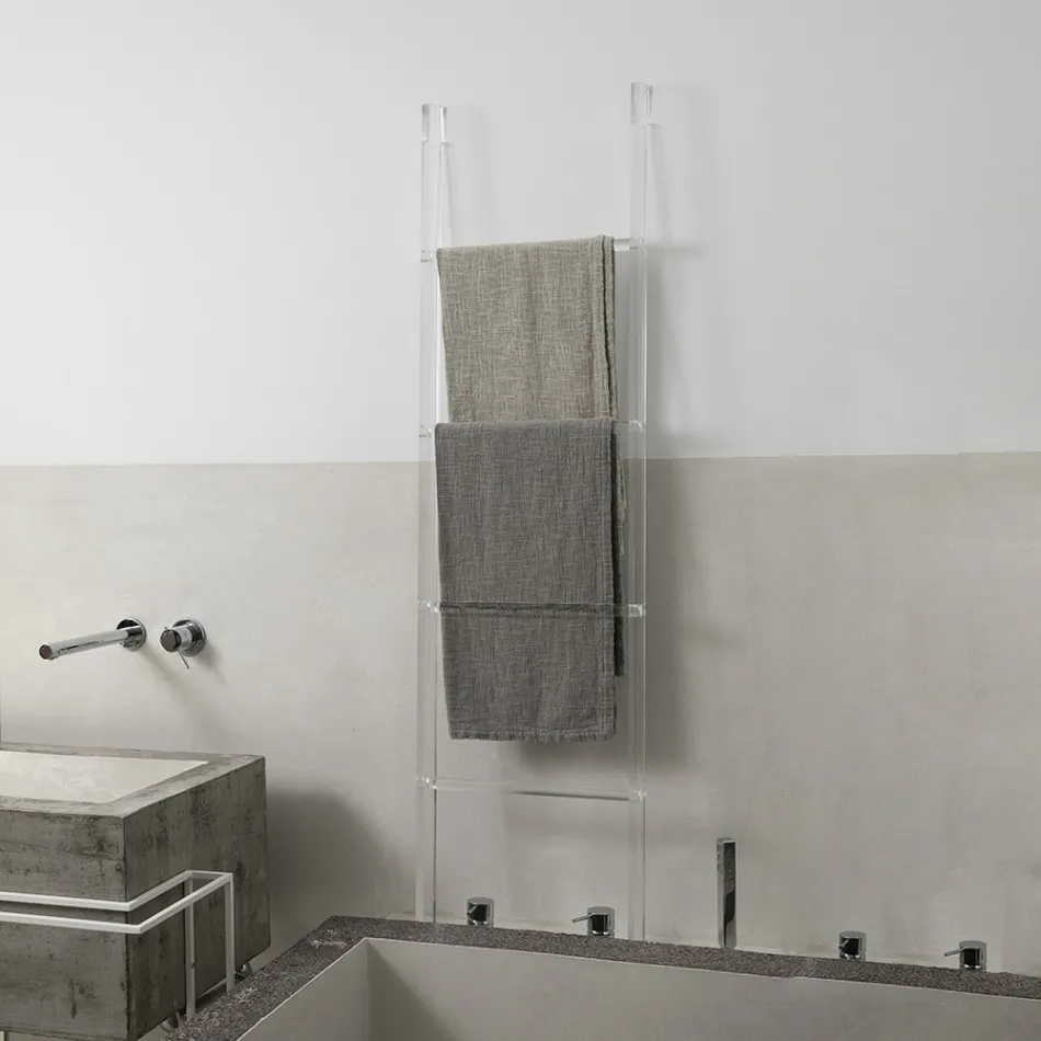 Escalera de soporte de toalla de baño de cristal acrílico transparente - Inteligente viadurini
