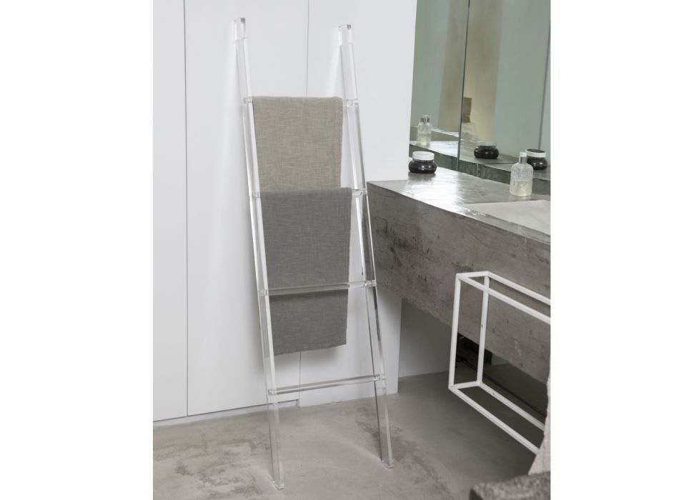 Escalera de soporte de toalla de baño de cristal acrílico transparente - Inteligente viadurini