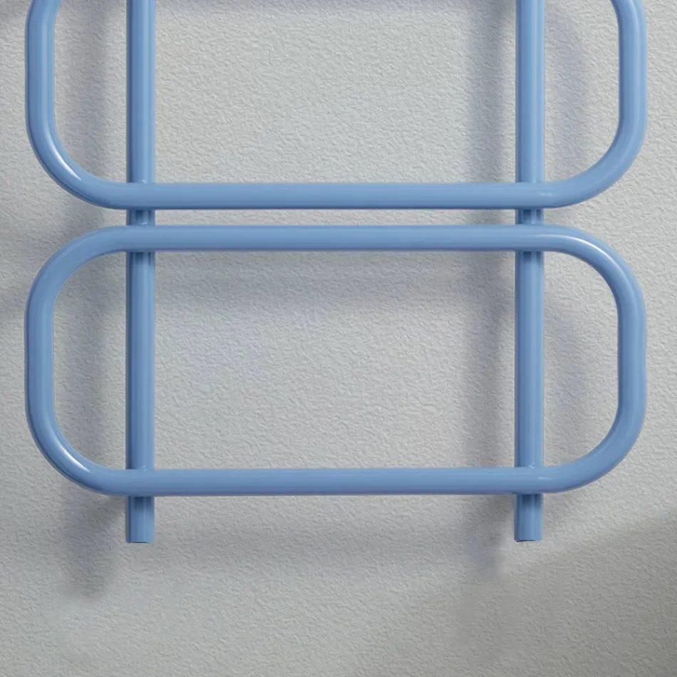 Calentador de toallas eléctrico tipo escalera en acero plano de color fabricado en Italia - Cadena viadurini