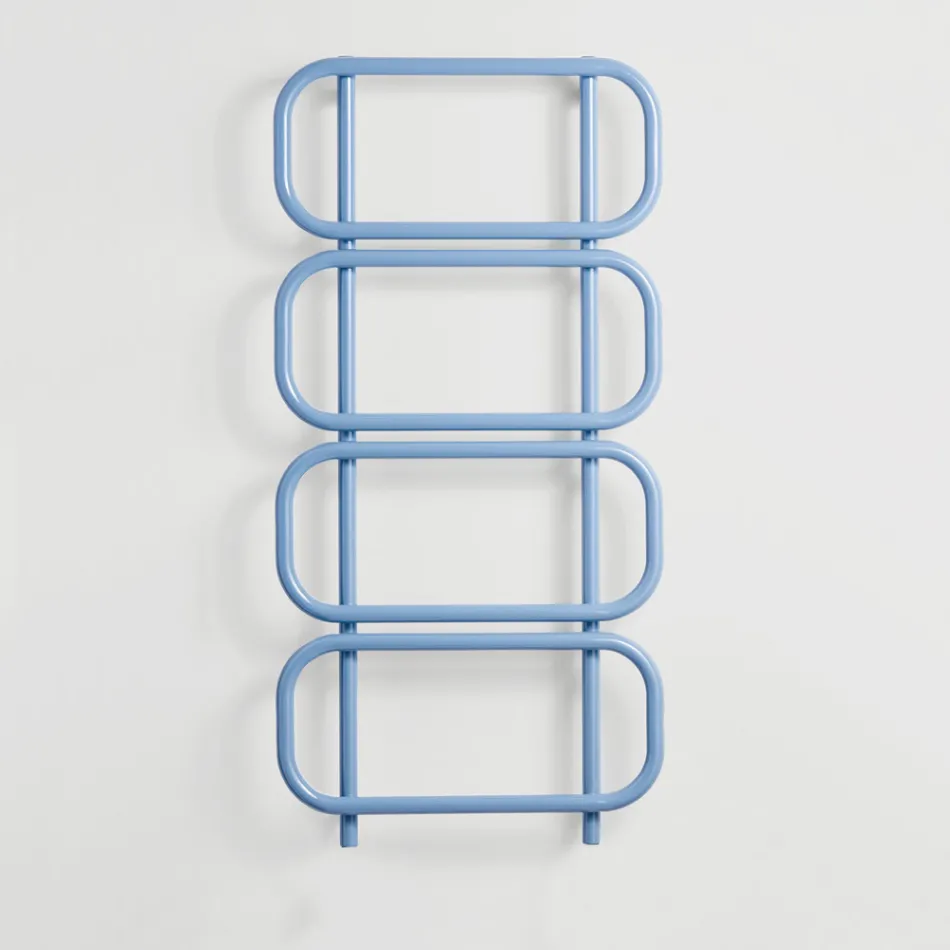 Calentador de toallas eléctrico tipo escalera en acero plano de color fabricado en Italia - Cadena viadurini