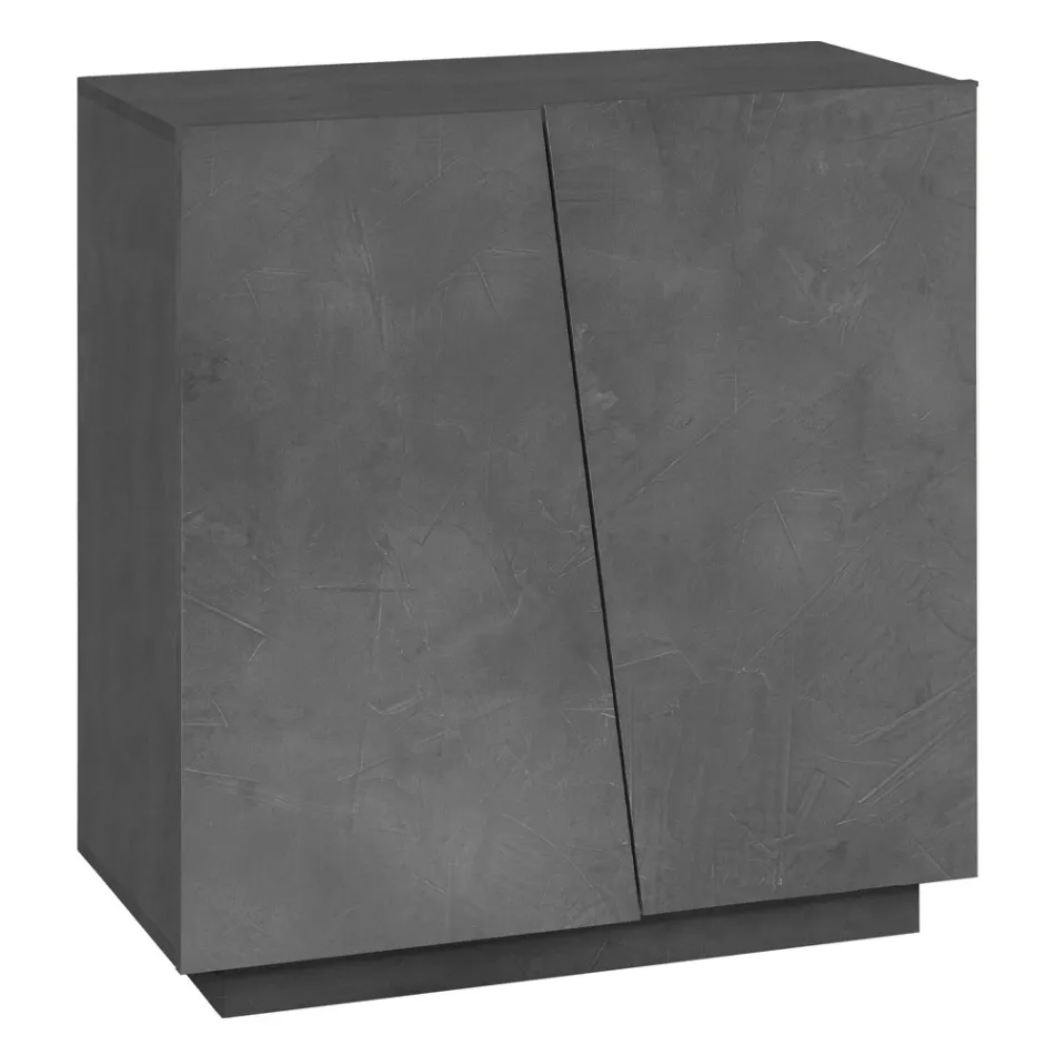 Zapatero de 2 puertas en madera de melamina blanca o pizarra sostenible - Joris viadurini