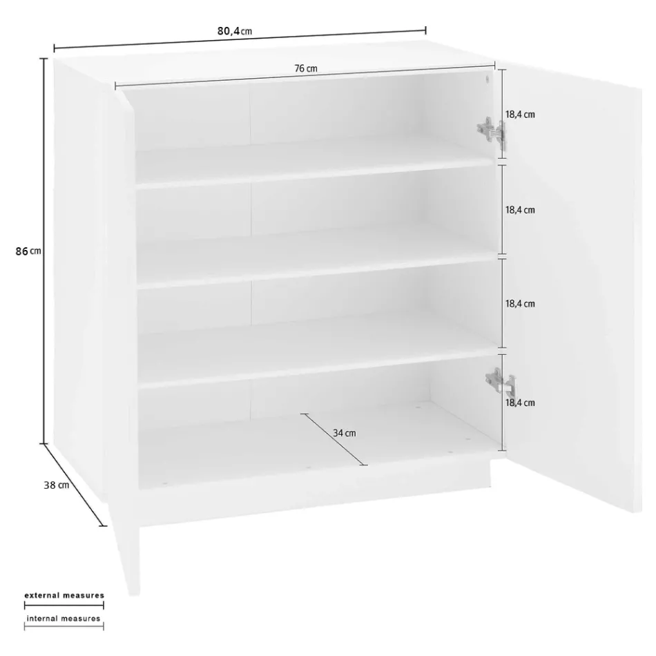 Zapatero de 2 puertas en madera de melamina blanca o pizarra sostenible - Joris viadurini