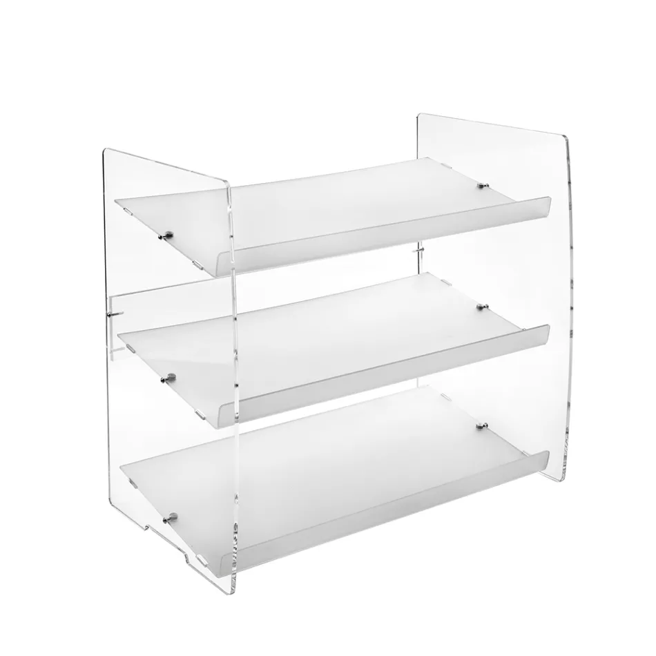 Zapatero Nerina de 3 niveles en plexiglás transparente, fabricado en Italia. viadurini