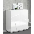 Zapatero alto o bajo en diseño de madera sostenible con 2 o 4 puertas - Fjona viadurini